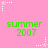 Pink background with green text reading 'summer 2007' repeated six times, surrounded by white and pink star-shaped pixel clusters.