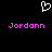 Pixelated white heart symbol above two instances of the name 'Jordann' in bright pink text on a black background.