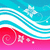 Pixelated wave pattern with blue, white, and pink colors; text "Hi" appears in top-right corner of one frame.