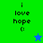 Green and blue background split with text 'i love hope :(' and a star icon changing color between blue and green.