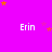 A bright pink background with multiple white 'Erin' text labels and scattered yellow and pink star shapes.
