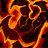 A static 48x48 pixel buddy icon featuring a swirling, abstract pattern of orange and red hues against a dark background with no visible text or distinct subjects.