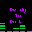 Purple text "Ready To Rock!" above green audio equalizer bars on black background, with two identical static frames showing different bar patterns.