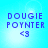 Blue pixelated text 'DOUGIE POYNTER' with '<3' symbol on light blue background, four identical arranged in a