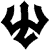 Black pixelated symbol on white background with four curved arms extending from a central vertical stem, forming a stylized emblem.