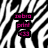 Zebra-stripe pattern with pink text reading 'zabra print 43' on a black background, partially overlaid by gray rectangle.
