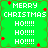 Green pixelated background with red star-like shapes and repeated white text reading "MERRY CHRISTMAS HO!!!!!" in four quadrants.