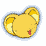 Six yellow bear head icons with red nose, blue outline, and varying angles on white background.