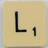 Four beige square with rounded corners display black capital letters L, O, V, E and their respective point values 1, 1, 4, 1 in small black numerals