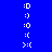 A vertical sequence of five pixelated emoticons on a split background with blue top-left, red bottom-left, and purple right side.