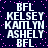 Dark blue background with scattered pink dots, displaying repeated white text blocks in a pattern