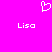 A static image with a bright pink background featuring two white pixelated 'Liso' text labels and one white pixelated heart symbol above them.