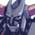 Pixelated static icon of a dark-skinned character with red eyes, wearing a helmet and purple shoulder pads against a white background.