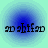Four identical circular icons with blue radial gradients on light green backgrounds, each containing mirrored text.