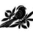 Black and white pixelated icon with abstract flowing shapes and curved lines on a white background.