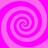 Four identical pink spiral patterns arranged in a on a solid pink background, each with alternating light and dark pink bands forming continuous clockwise spirals