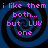 Four identical display a blue and black spiral background with pink pixelated text reading "i like them i like them both... but LUV one"