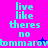Pixelated text 'live like theres no bmmarob' on split background with cyan letters, pink and purple quadrants, two small stars.