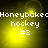 Yellow and black pixelated image with repeated text 'Honeybaked hockey #2' across four quadrants, showing subtle animation changes in light patterns.