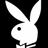 White pixelated rabbit head with long ears and a single black eye on solid black background.