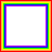 square frames with concentric rainbow borders transitioning from white centers to multiple colored layers, some containing text and animated tears