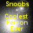 Yellow text on a dark background with bright light effects, displaying "Snoobs = Coolest Person Ever" in four identical arranged in a