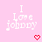 Pixelated text "I Love johnny" on pink background with red heart symbols, two versions showing animation change in the 'o' of 'Love'.