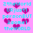 Pixelated cyan text on pink background with magenta hearts; text repeats '2theworld', 'URjust1', 'personBUT', '2some1', 'thewORLD' in multiple