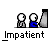 Pixel art animation of three stick figures with a screen, showing color changes in clothing and a speech bubble reading FORGET IT.