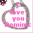 A pixelated icon with pink text reading "I love you Dominic" inside a gray circular border on a white background.