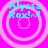 Four identical cyan text labels reading 'Alyssa Rox!~!' on a bright pink background with light pink concentric circles, arranged in a
