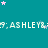 Teal background with repeating white text 'ASHLEY&' and scattered pink and light blue stars.