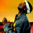 Pixelated static image of a person in profile wearing sunglasses and a cap against an orange-yellow gradient background with red accents at the bottom.
