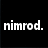 Static pixel art displays 'nimrod.' in white lowercase letters on a black background with no visible animation changes.