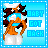Pixelated cartoon woman with brown hair and white dress, blue background text "BABY GOT BACK" in three lines.