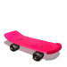 A pink skateboard with black wheels shown from multiple angles including top, side, and underside views against a white background.