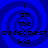 Blue spiral background with black pixelated text reading "i am the awesomest kid" arranged in a of four identical