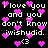Black background with white pixelated text reading "i love you and you don't know iwishudid." surrounded by pink heart symbols.
