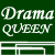 Green background with white pixelated text reading 'Drama Queen' in two lines, below a horizontal line and grid-like structure.