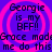 Pixelated text on a purple background with pink concentric circles, repeating 'Georgie is my BFF!!' and 'Grace made me do this'.
