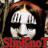 Static 48x48 pixel icon featuring a stylized white mask with black eye and mouth cutouts against dark hair, red text at bottom reading "SlipKnot" on a gradient background.