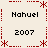 Static pixel art with red decorative borders and repeated text elements on a light background.