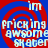 A static digital image with red and blue concentric circles on a blue background, overlaid with white text reading "im," "fricking," "awesome," and "skater." The text appears slightly distorted.
