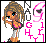 Pixelated cartoon girl with brown hair, blue eyes, pink top, white pants, and brown shoes; text 'NAUGHTY GIRL' in pink and black letters.