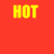 Red background with yellow text "HOT" repeated in a pattern, some instances of the text appear faded or blurred