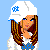 Pixel art contact sheet showing multiple frames of an animated AIM buddy icon featuring a cartoon girl and text variations on 'how da P!mP' against a light blue background.