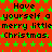 Red background with green stars and repeated black text reading 'Have yourself a merry little Christmas.'