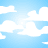 Animated sequence of a black graduation cap with yellow tassel floating against blue sky background with white clouds.