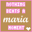 A static contact sheet of two animated frames showing a pixel art icon with pink and brown colors, displaying text "NOTHING BEATS A maria MOMENT" in various styles across the frames.