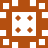 Brown and white pixelated grid with four brown crosses in the center square, surrounded by a border of alternating brown squares and white spaces.